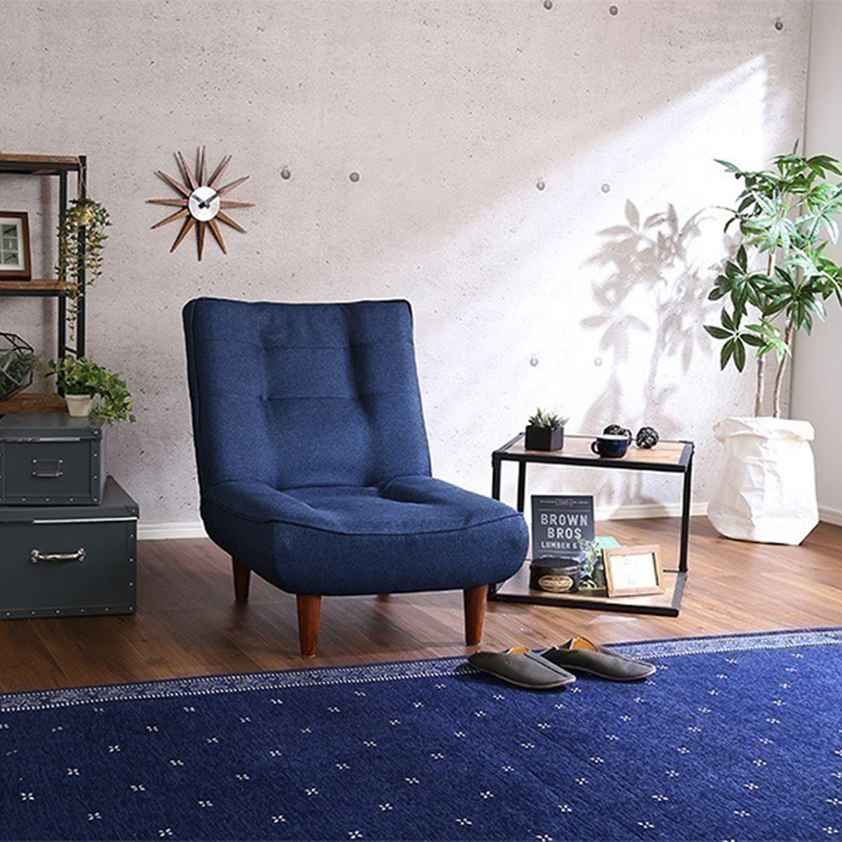 １人掛ハイバックソファ 布地 ローソファにもポケットコイル使用３段階リクライニング 日本製