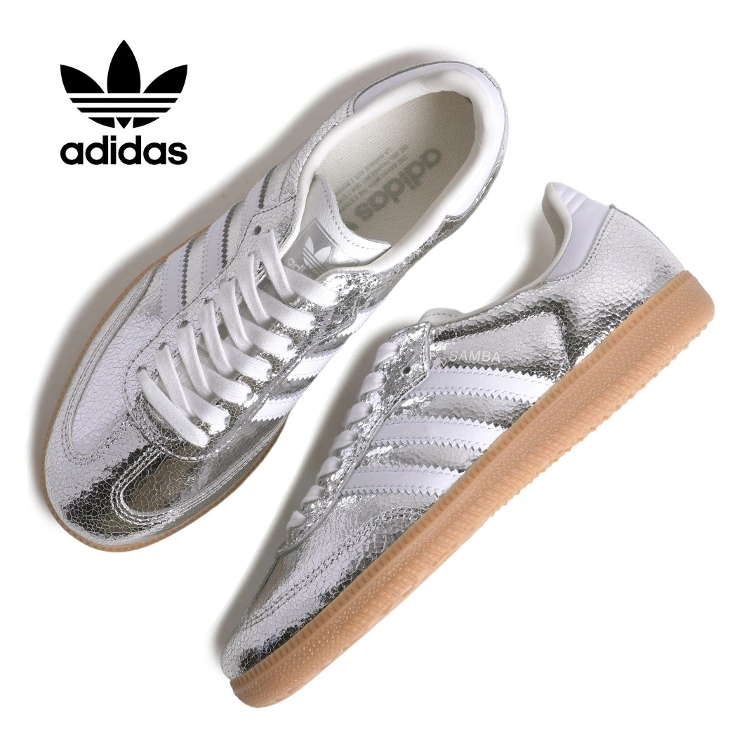 adidas アディダス サンバ OG スニーカー SAMBA OG SILVER METALLIC ( シルバー 薄底 韓国 Y2K レディース ガムソール レザースニーカー JR0035 )