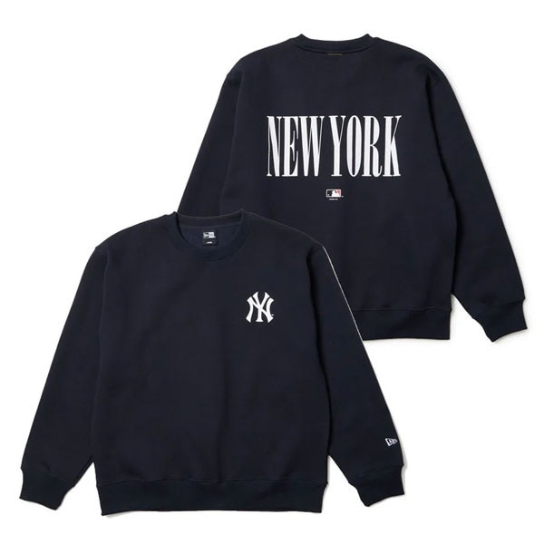 NEW ERA ニューエラ 裏毛 オーバーサイズド スウェット クルーネック Powered by GORO NAKATSUGAWA MIN-NANO ニューヨーク・ヤンキース ネイビー 147059