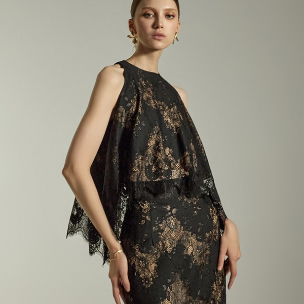 B9185 フローラル レースブラウス