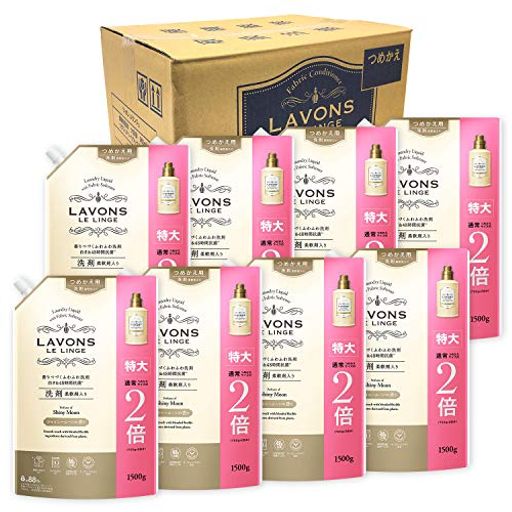 【ケース販売】 ラボン 柔軟剤入り 洗濯洗剤 シャイニームーン [フローラルグリーン]の香り 詰め替え 特大 1500G×8個
