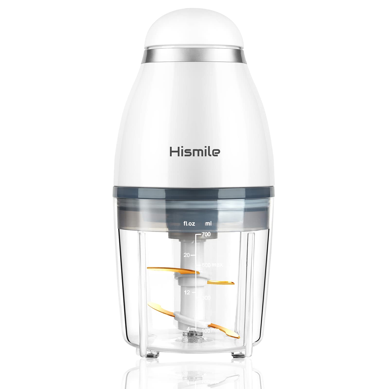 Hismile コンパクトフードプロセッサー 氷も砕ける ガラスカップと樹脂カップ二個付き チタンコートカッター PSE認証 国内品質保証 ホワイト