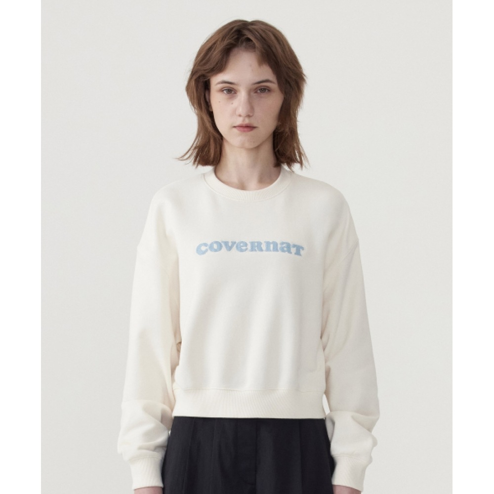 COVERNAT 女性用クーパーロゴスウェットシャツアイボリー