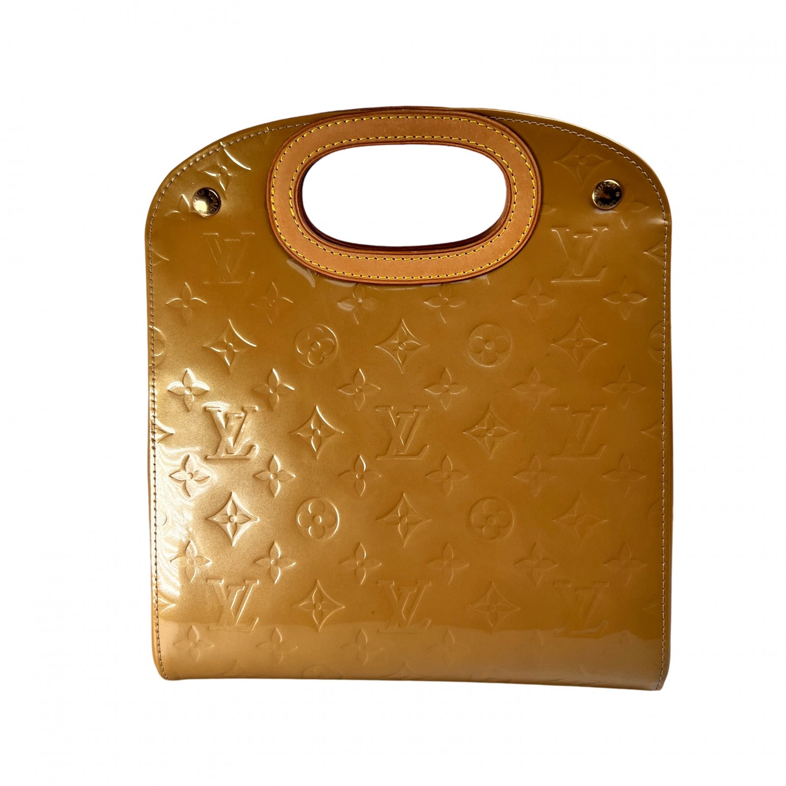 LOUIS VUITTON ヴィトン ヴェルニ エナメル／パテントレザー ハンドバッグ ベージュ A-13627