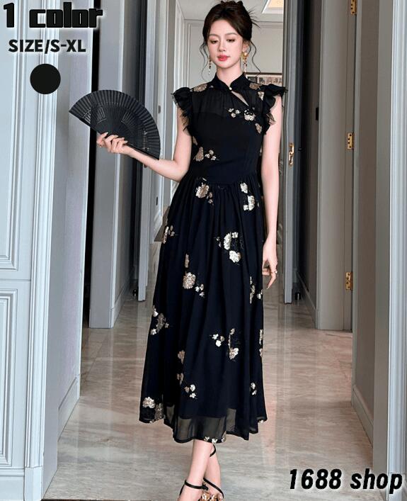 期間限定2025 ワンピース Aライン ミニ 姫系ワンピース　花柄　ワンピース インポート ひざ丈 ミドル丈 エレガント　韓国ファッション シンプル Vネック パーティドレス 袖あり　お嬢様 セクシー