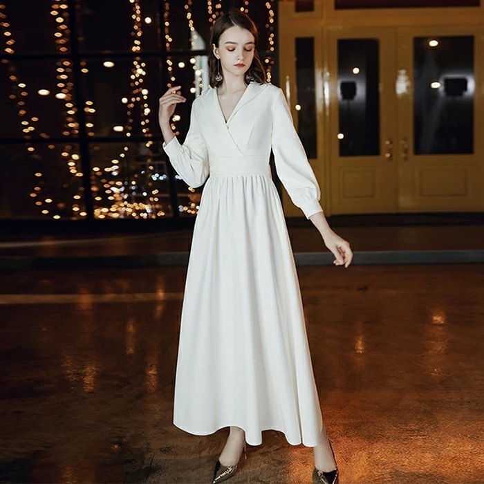 【即日発送】【赤字覚悟】ウェディングドレス 長袖 ロングドレス Aラインドレス ウエディングドレス 結婚式 花嫁 パーティードレス 演奏会 二次会 ブライダル お呼ばれ エンパイア ワンピース 大きい