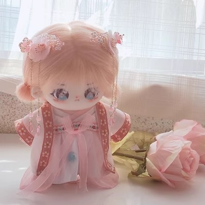 20cm 無属性ぬいぐるみ　コットン ドール　棉花娃娃　本体と韓服セット　スケルトン有　ピンク 6,560円