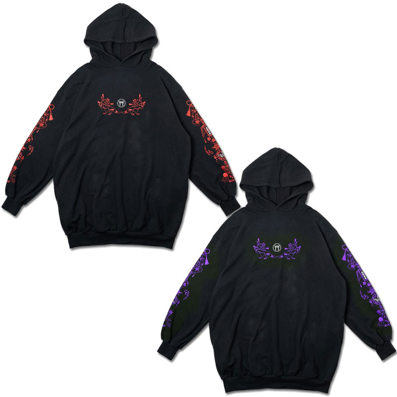 ACDC RAG 稲荷 パーカー 原宿系 和風 着物 狐 病みかわいい ダーク パンク 大きいサイズ ユニセックスパーカー