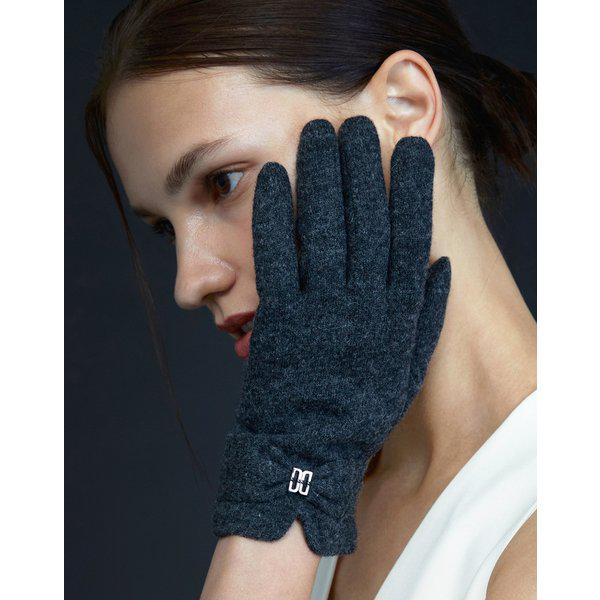 [25FW] [レディース手袋] チャコールグレー DD リボン ウール スマートフォンタッチ手袋 DCGV5F420CG
