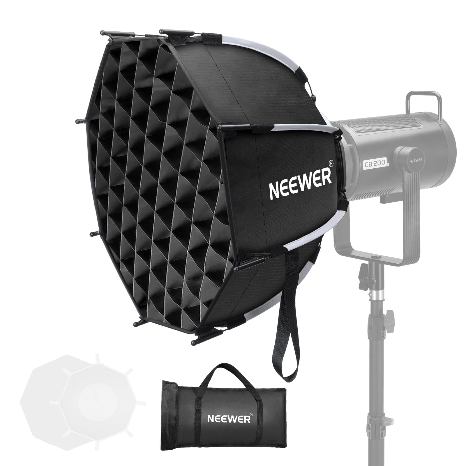 NEEWER 45cm八角形ソフトボックス オクタゴンソフトボックス ライトディフューザー付き クイックリリース 折りたたみ式 パラボリックソフトボックス スタジオ写真/ビデオ録画/ストリーミング照明