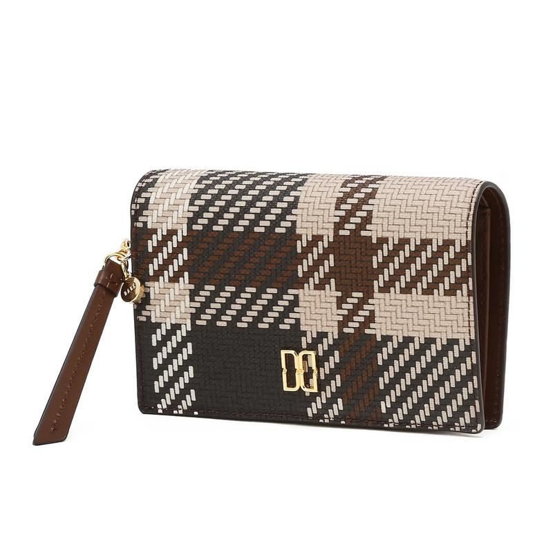 DCWA6E203W2 [タータンチェック MIX] ブラウンタータンチェック レザー二つ折り財布