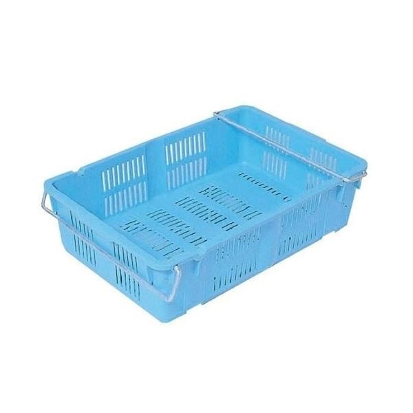 10個セットプラスケット/網目ボックス No.400 金具付き ブルー スタッキング金具使用時：段積み可