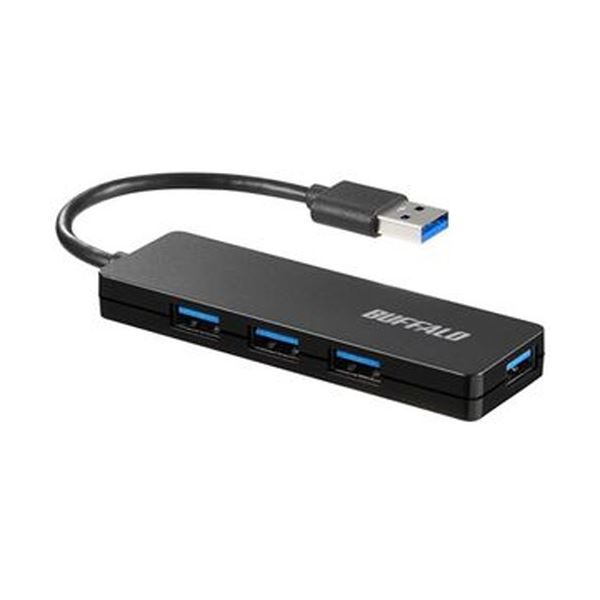(まとめ)バッファロー USB3.0バスパワーハブ 4ポート ブラック BSH4U120U3BK 1個(×5セット)
