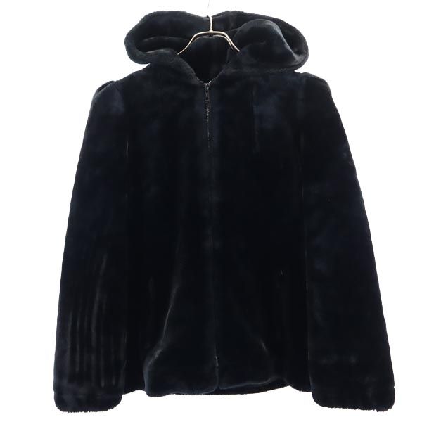 captivity 80s 90s USA製 オールド フェイクファー ジャケット 45481 ブラック フード レディース