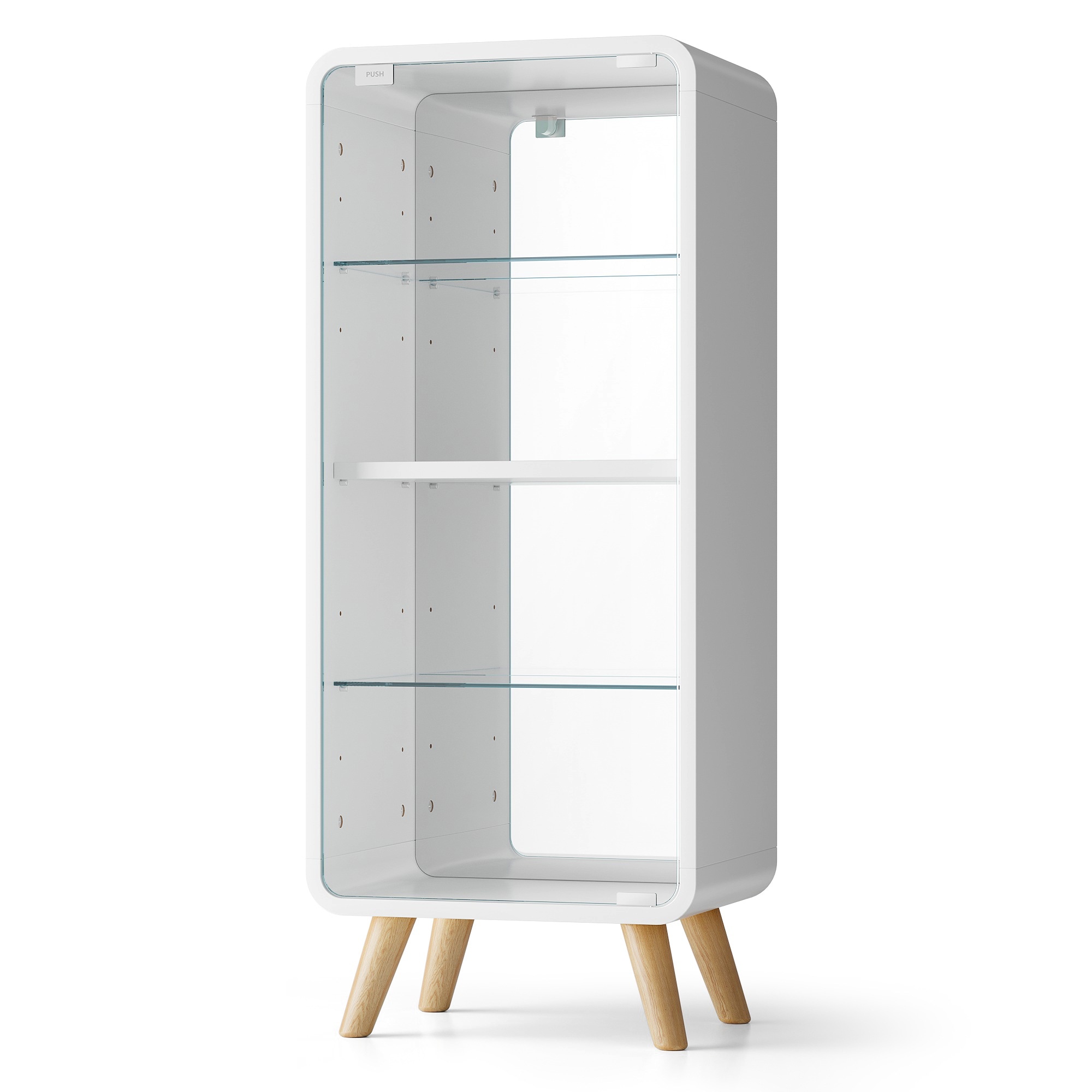 【国内出荷 - 3日配達】コレクションケース コレクションシェルフ ガラスディスプレイキャビネット4段 高さ調節可能 フィギュア 収納 背面ミラー 強化ガラス棚 サイズ：幅36*奥行26*高さ89CM