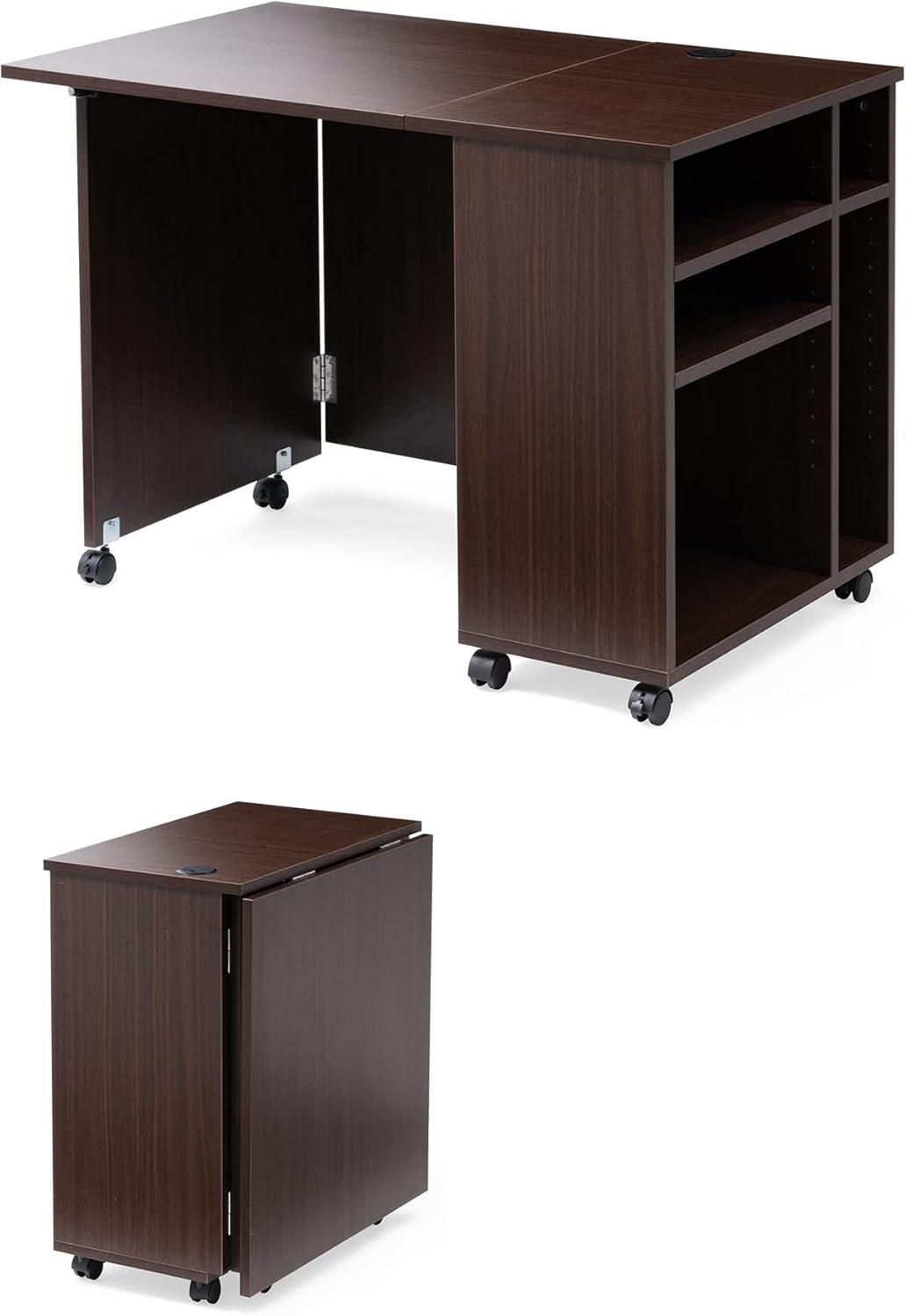 サンワダイレクト 折りたたみデスク コンパクトデスク 折りたたみワゴン 作業台 リビング学習 テレワーク キャスター付き 北欧 おしゃれ シンプル ブラウン 100-DESKN010M