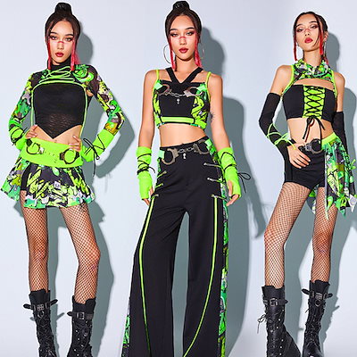 Qoo10] 緑 ダンス衣装 セットアップ レディース : レディース服