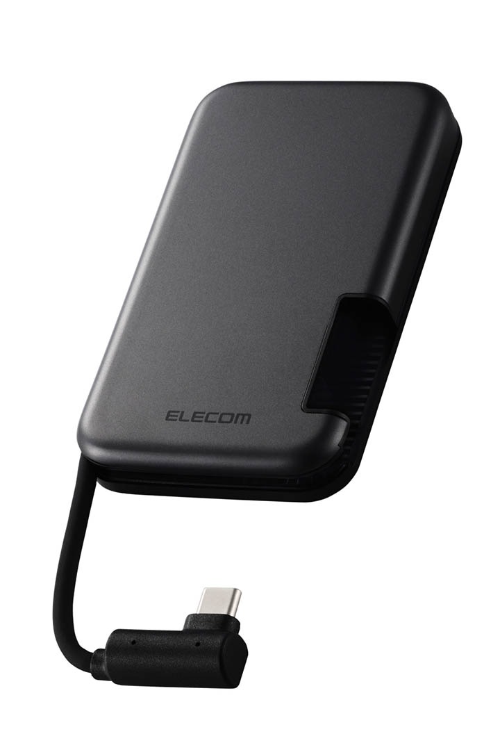 外付け SSD iPhone向け ケーブル一体型 収納式 外付けSSD 1TB マグネット付 ポータブル USB3.2(Gen2) Type-C ケーブル一体型 ブラック