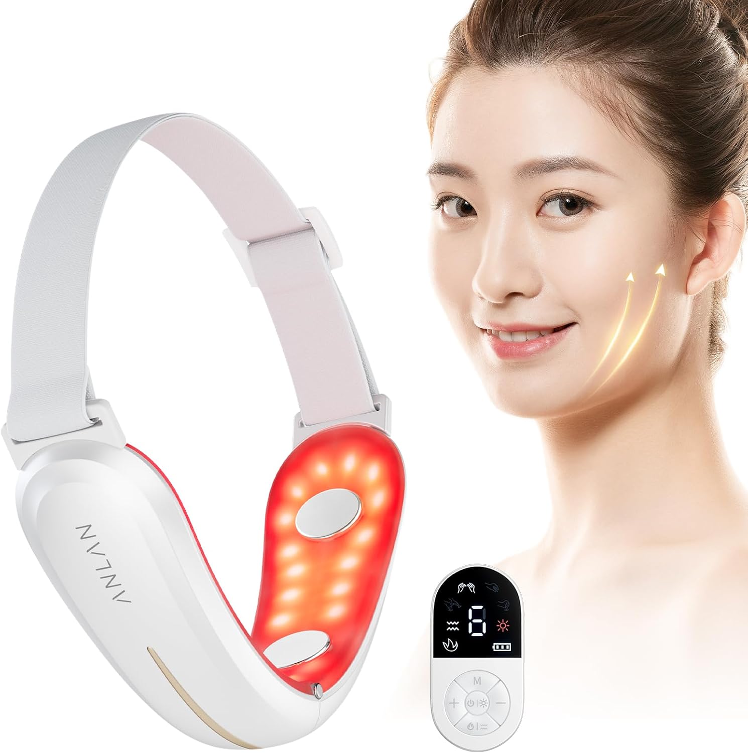 【人気雑誌掲載】ANLAN リフトケア 美顔器 ems リフト フェイスベルト 表情筋 頬 フェイスライン 一台多役 EMS 温感ケア 振動エステ 光エステ 4種類EMSモード 9段階強度 美容家電