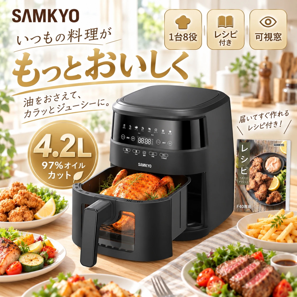 Qoo10] SAMKYO 【タイムセール26％off】ノンフライヤ