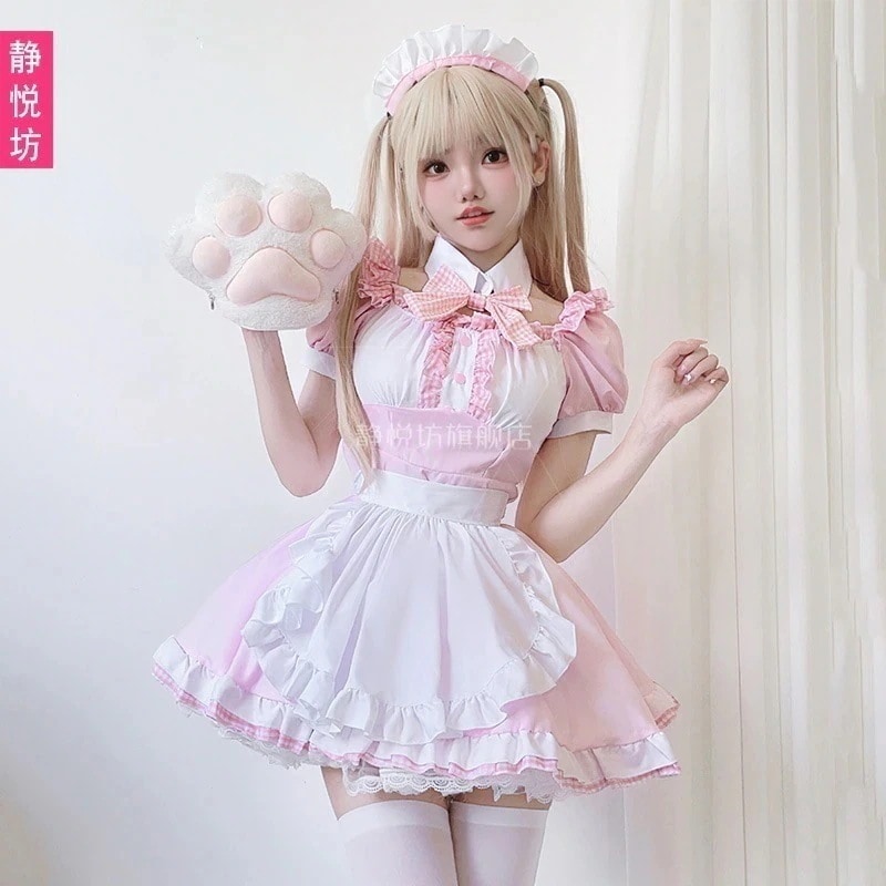 メイド服 ロリータ 二次元 Cos 可愛い ソフトガール 猫 コスプレスーツ ロリータドレス 韓国ファッション ファッショナブル1