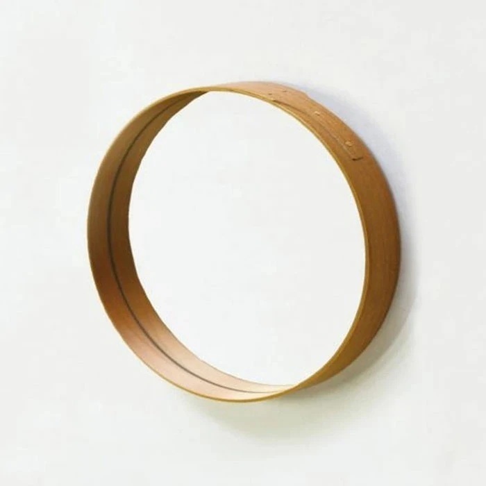 ミラー 鏡 壁掛け シェーカーラウンドミラー220 シェーカーボックス アンティーク ヴィンテージ おしゃれ 北欧 小さい 小さめ コンパクト リビング 玄関 トイレ チェリー材 手仕事