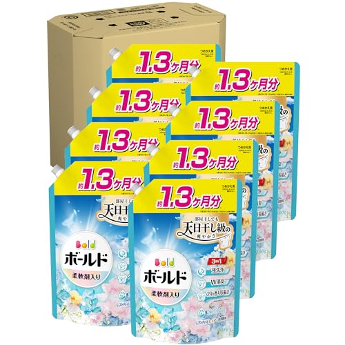 ボールド 柔軟剤入り 洗濯洗剤 液体 爽やかおひさまとフレッシュサボンの香り 詰め替え 690g×8袋 [ケース品]