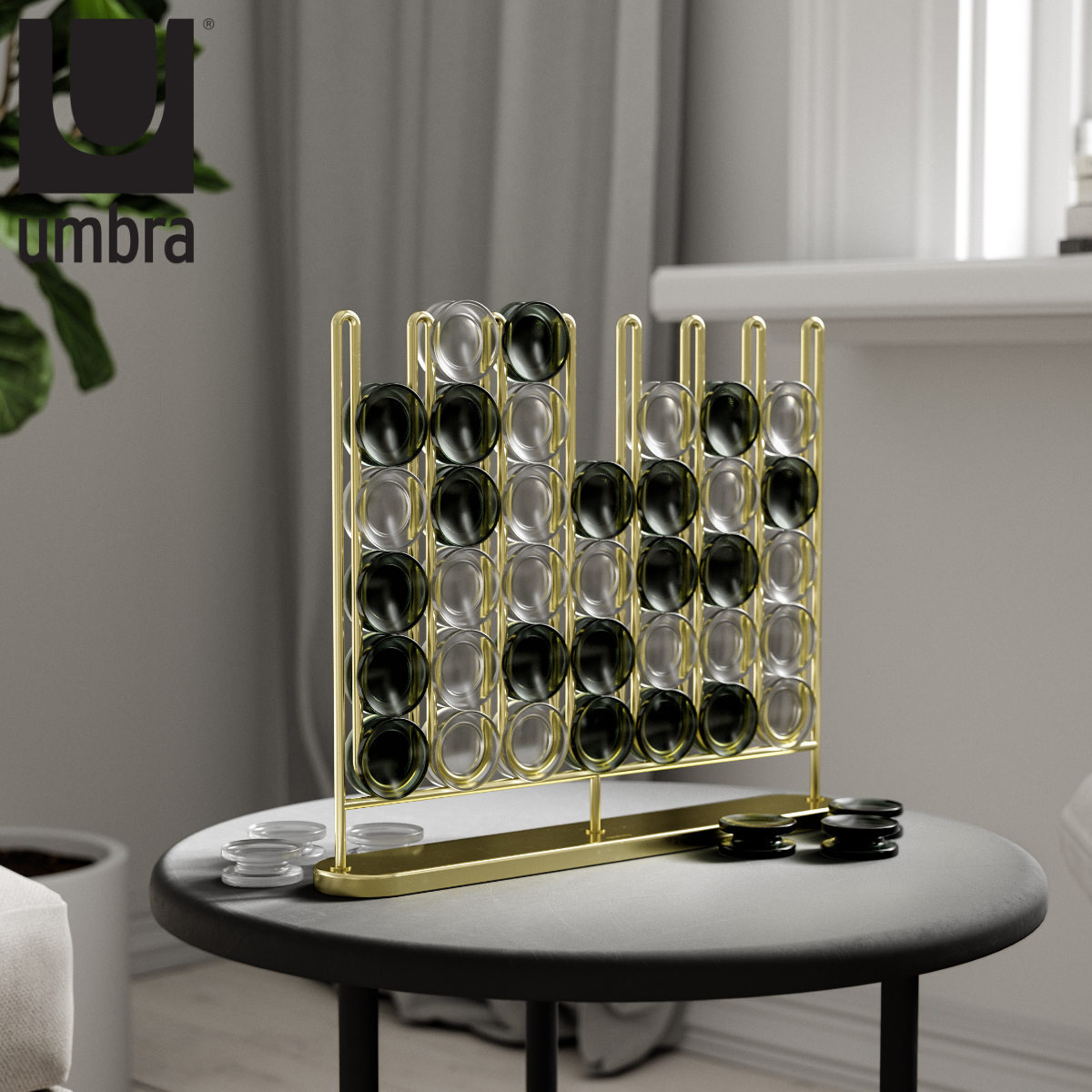 umbra オブジェ スタックス ブラス 四目並べ 4目並べ 4目ならべ 立体四目 置物 インテリア モダン 卓上 玩具 パーティーグッズ 置き物 飾り ゲーム おしゃれ リビング お祝い