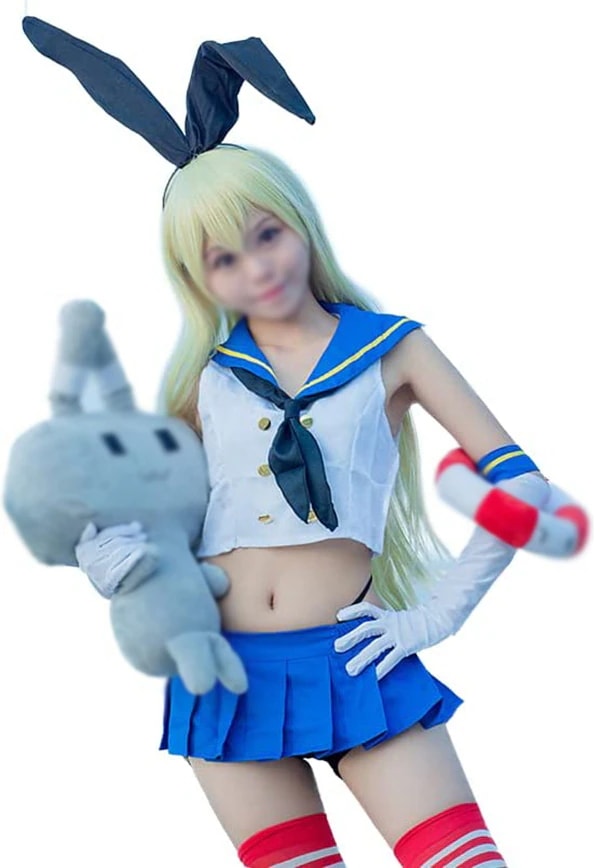 ウィッグ付き 艦隊これくしょん コスプレ衣装 艦これ 島風 セーラー服 全セット(道具別売り)