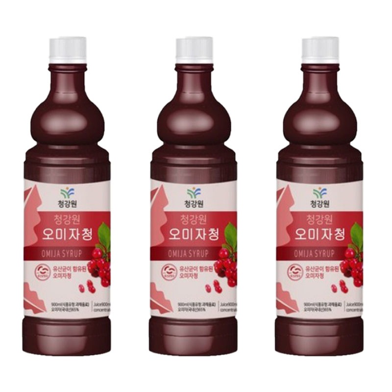 【3本セット】オミジャ茶 原液 900ml×3（2+1）韓国産 五味子シロップ 五味子ドリンク 無添加 健康ドリンク 夏は冷たく冬はホットOK 大容量 お得セット