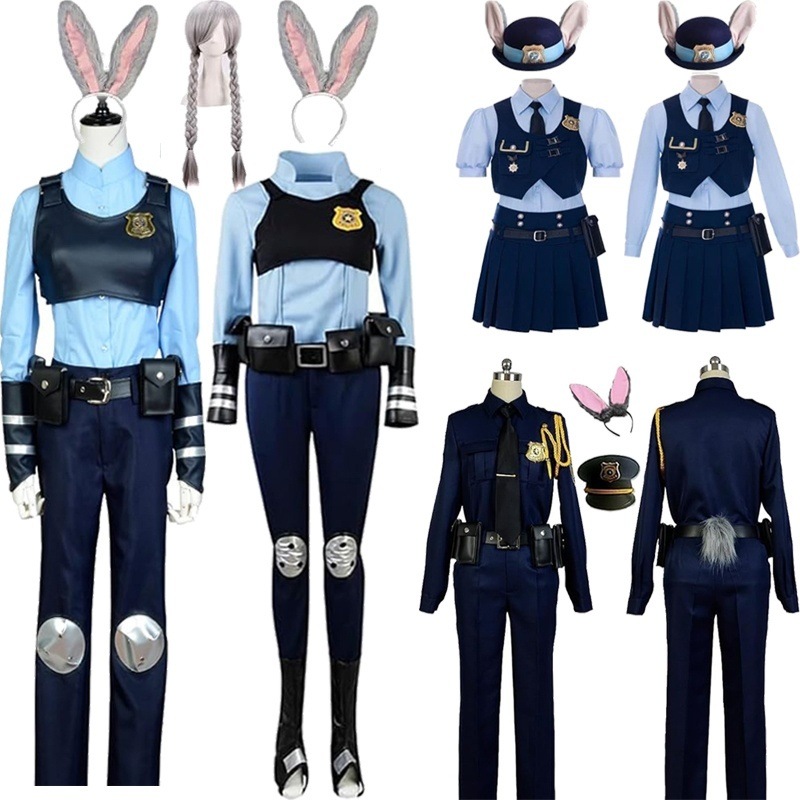 5種類 ジュディ コスプレ 衣装 ジュディ・ホップス コスプレ 警察服 警察官 撮影用 ハロウイン クリスマス コスチュー 帽子＆カチューシャ付き 「ウイッグ」追加可能
