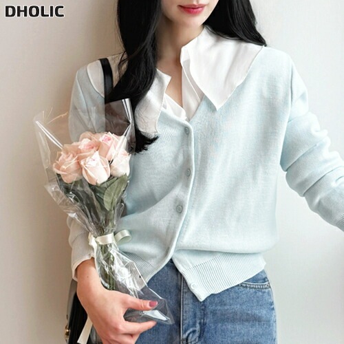 ニットVネック長袖ボタンベーシックカーディガン・1955208