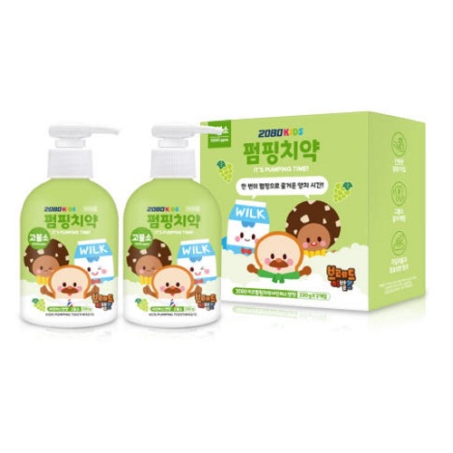 2080キッズブレッド理髪店高フッ素ポンピング歯磨き粉220g 2口シャインマスケット