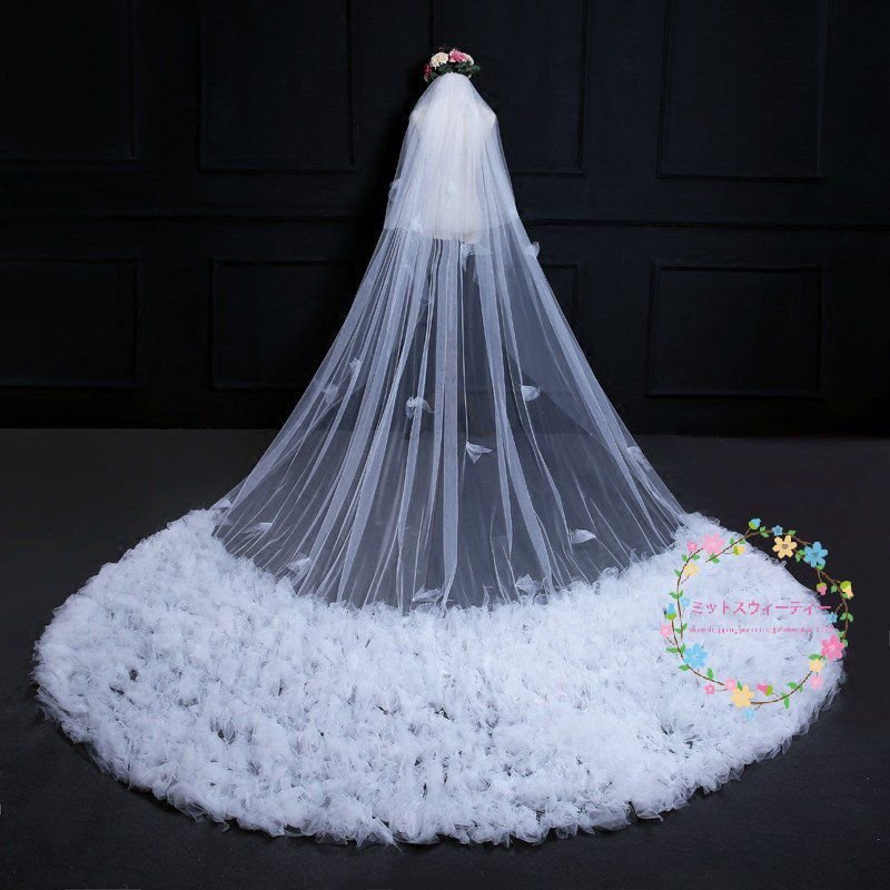 ウエディング ロングベール 結婚式 安い マリアベール ブライダルベール 花嫁 チャペルベール 二次