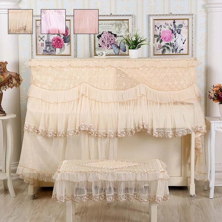 ピアノカバー フルカバー ピアノトップカバー アップライト ピアノカバー 刺繍 レース 椅子カバーピアノカバー アップライト ピアノ カバー フル カバー 保護カバー 直立型 防塵カバー 可愛い ヨー