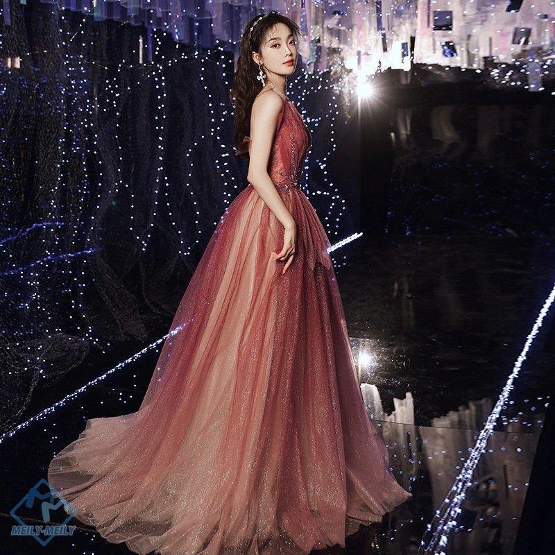韓国ファッションAラインドレス カラードレス ロングドレス 演奏会 カクテルドレス イブニングドレス 発表会 コンサート パーティードレス レッド 二次会 ビスチェ 大きいサイズ