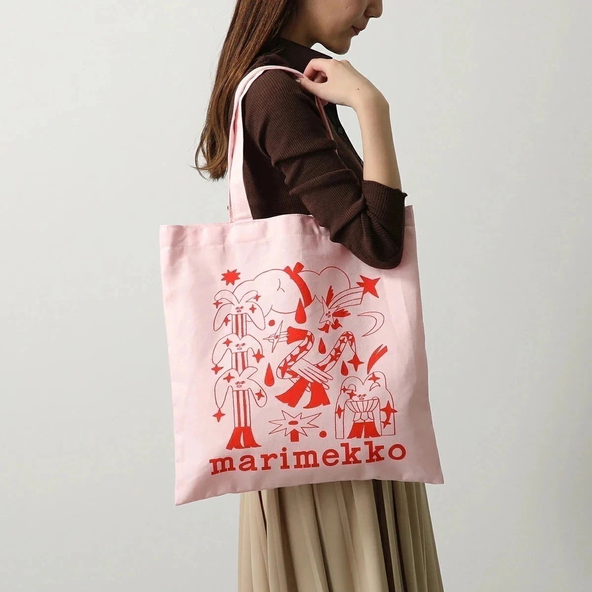 marimekko マリメッコ トートバッグ VANKKA AUREATE GLOW PLACEMENT 094058 レディース コットンブレンド ショッピングバッグ ロゴ 鞄 330 【mega】