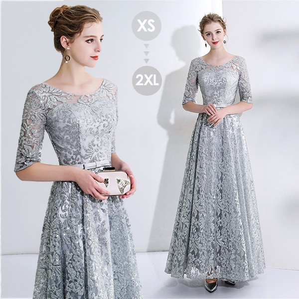 ロングドレス 演奏会 結婚式 母親 パーティードレス ドレス 大人 ピアノ 発表会 ワンピース フォーマルドレス イブニングドレス 30代 40代 50代 大きめ 親族 レース 袖あり 成人式 同窓会