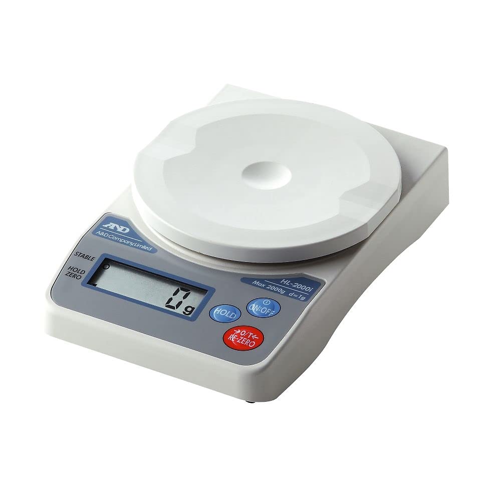 A&D デジタルはかり HL-2000i ひょう量:2000g 最小表示:1g 皿寸法:φ130mm 検定無 計量法準拠製品