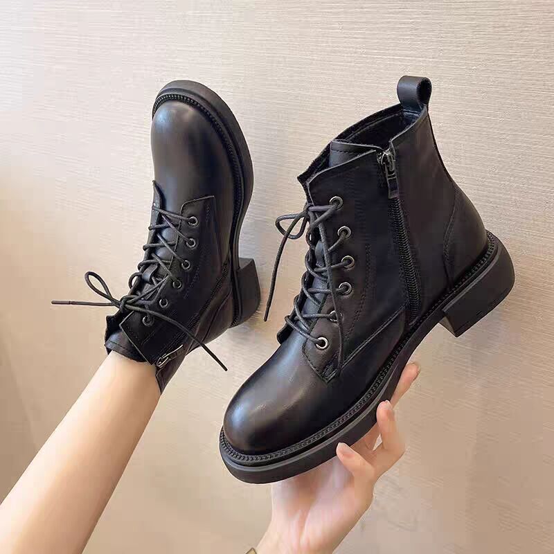 ショートブーツ レディース ワークブーツ ローヒール 厚底 シューズ 靴 無地 カジュアルシューズ