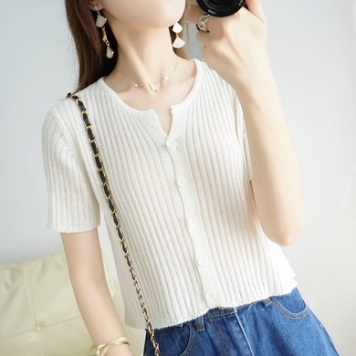 可愛い カーディガン トップス ショート ショート丈 半袖 スリム タイト リネン かわいい 可愛い きれいめ シンプル カジュアル 上品 おしゃれ お洒落 可愛い 女子 こなれ感