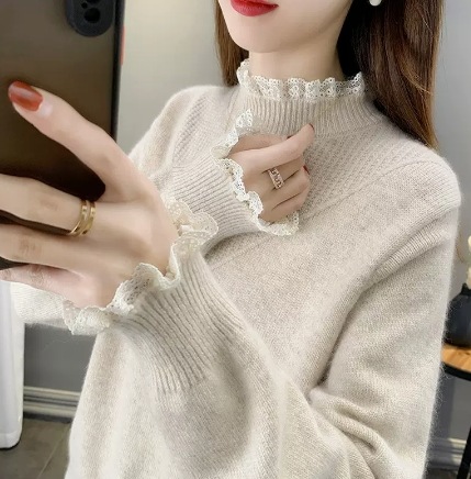 長袖ニット トップス ニット ニットスカート 袖あり 長袖 襟付き ストレート レース 伸縮性 爽やか かわいい 可愛い きれいめ シンプル カジュアル 上品 おしゃれ かっこいい レトロ 10,449円