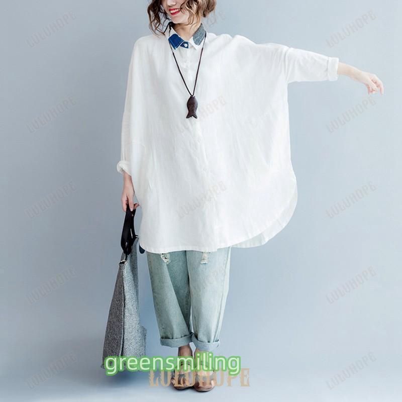 シャツワンピース 春 夏 シャツワンピ 膝丈 亜麻 リネン 長袖 ホワイトロングワンピース ドルマン 体型カバー ゆったり 通勤 カジュアル L XL 春コーデ