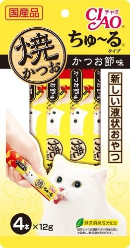 （まとめ買い）焼かつおちゅるタイプ かつお節味 12gx4本入り 4R-104 猫用 [x24]