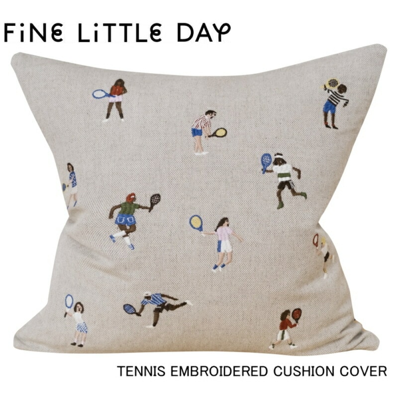 ファインリトルディ　クッションカバー　テニス　TENNIS 約48cm×約48cm (Elisabeth Dunker) Fine Little Day 刺繍 インテリア おしゃれ 北欧 かわいい