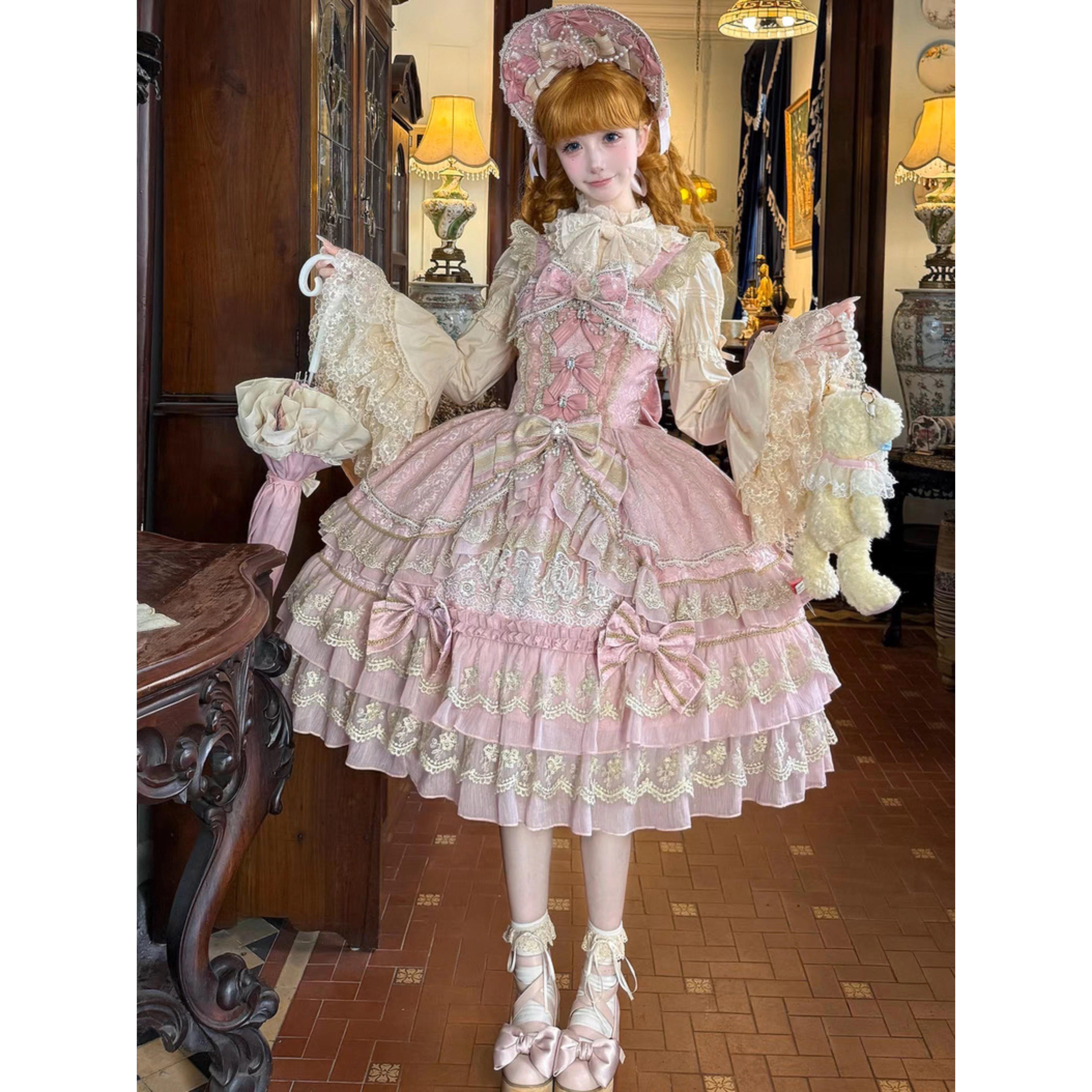 Lolita正規品戴冠jskミディアムドレスロリータかわいいcosプリンセスドレスdoll感ぬいぐるみ日常
