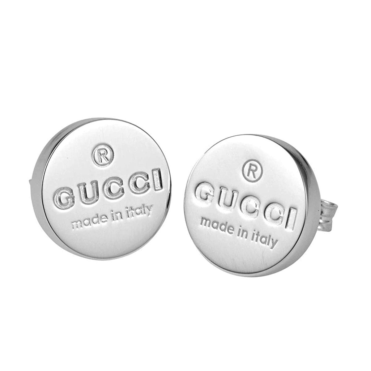 GUCCI 163123-J8400-8106 SILVER PIERCE MADE IN ITALY グッチ ラウンド プレート ピアス レディース