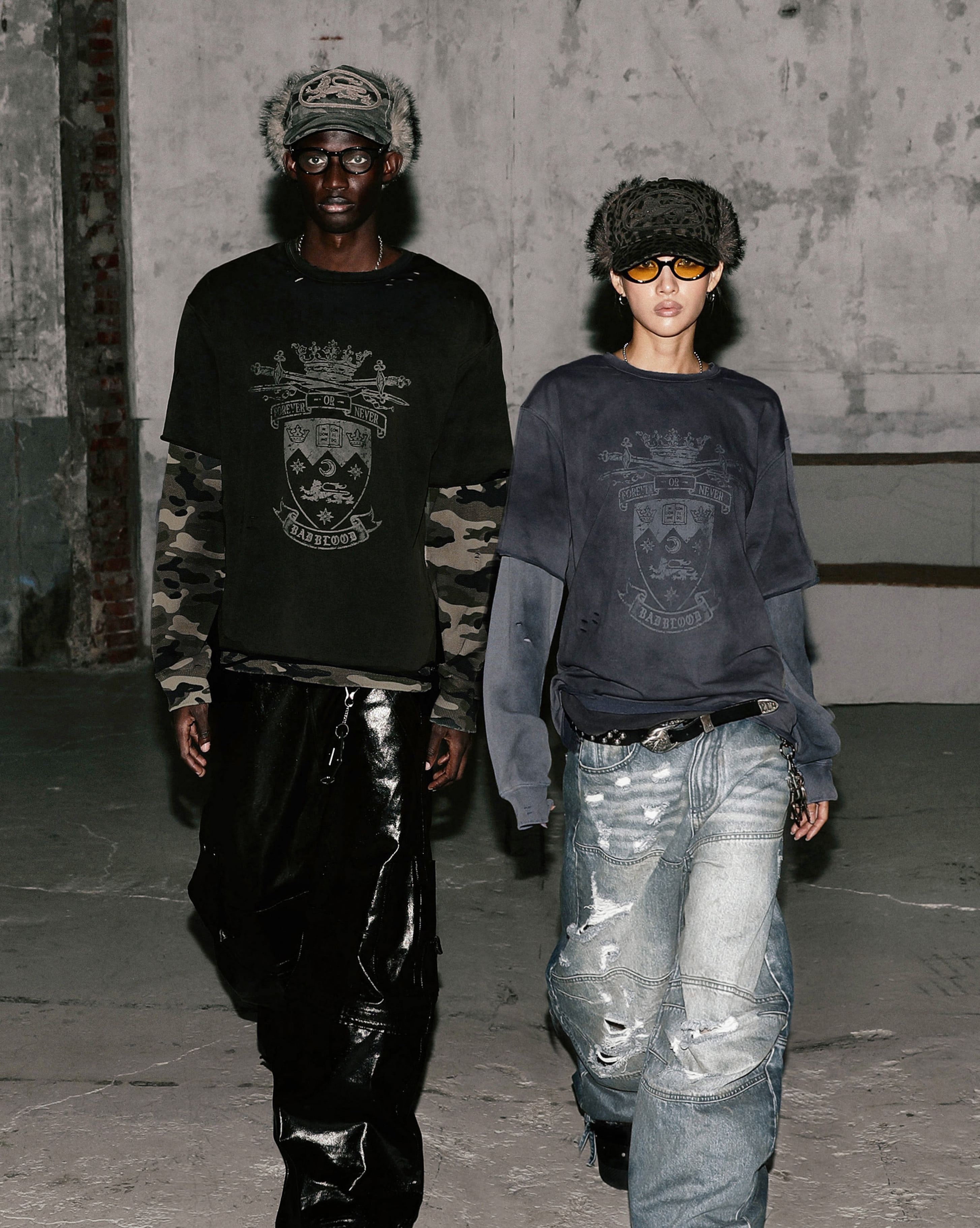 【BADBLOOD】 25FW SHIELD M LAYERED LONG SLEEVE : 2COLORS