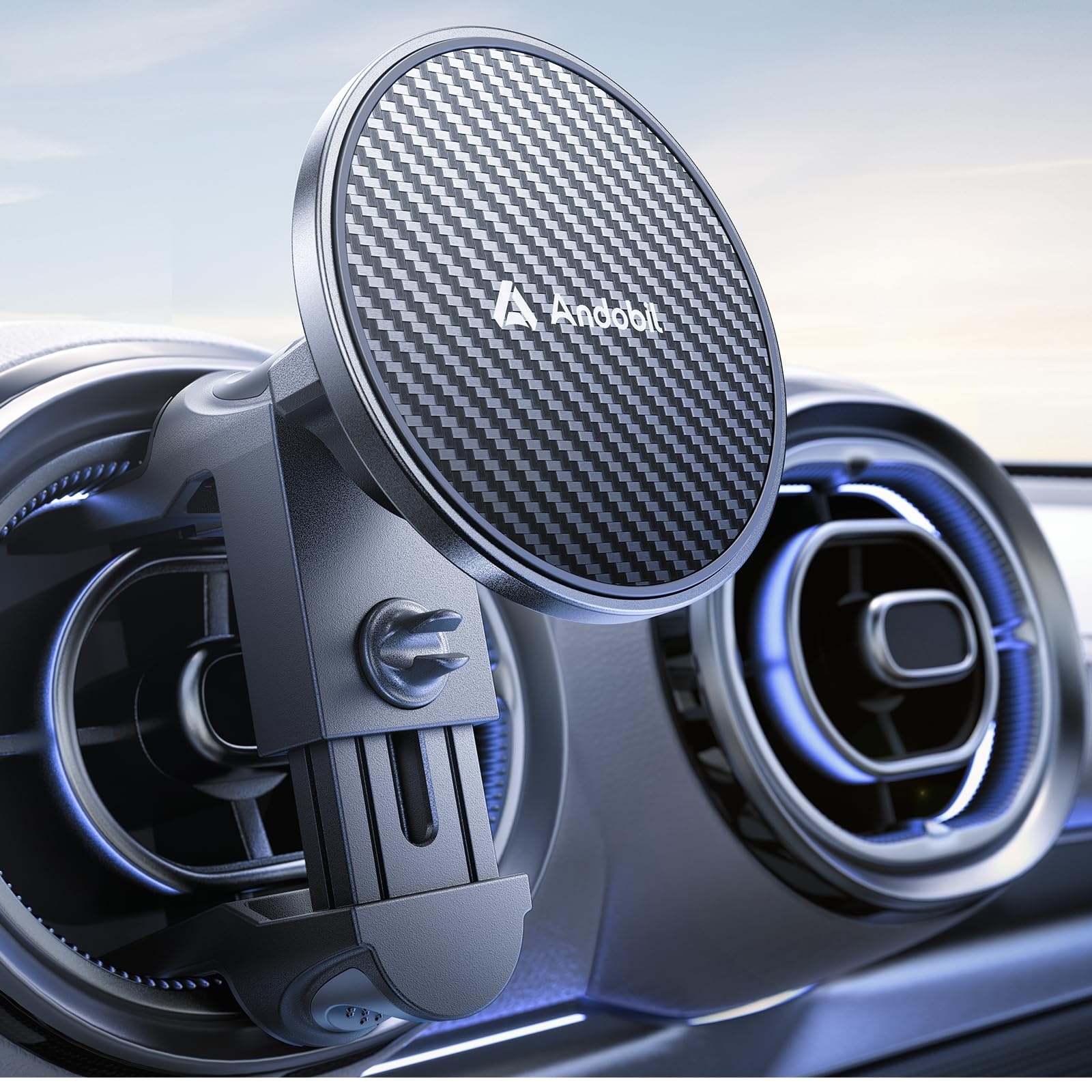 【2025革新/丸型・縦型エア コンに適応】 Andobil スマホホルダー 車 マグネット 【最新クリップ