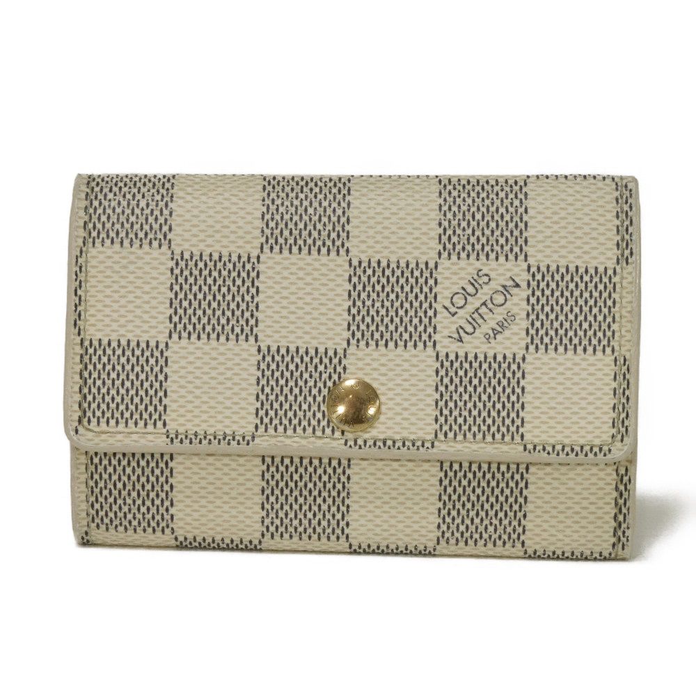 【中古】 キーケース 旧型 ロゴ 6連 スナップボタン ミュルティクレ 6 ダミエ アズール N61745